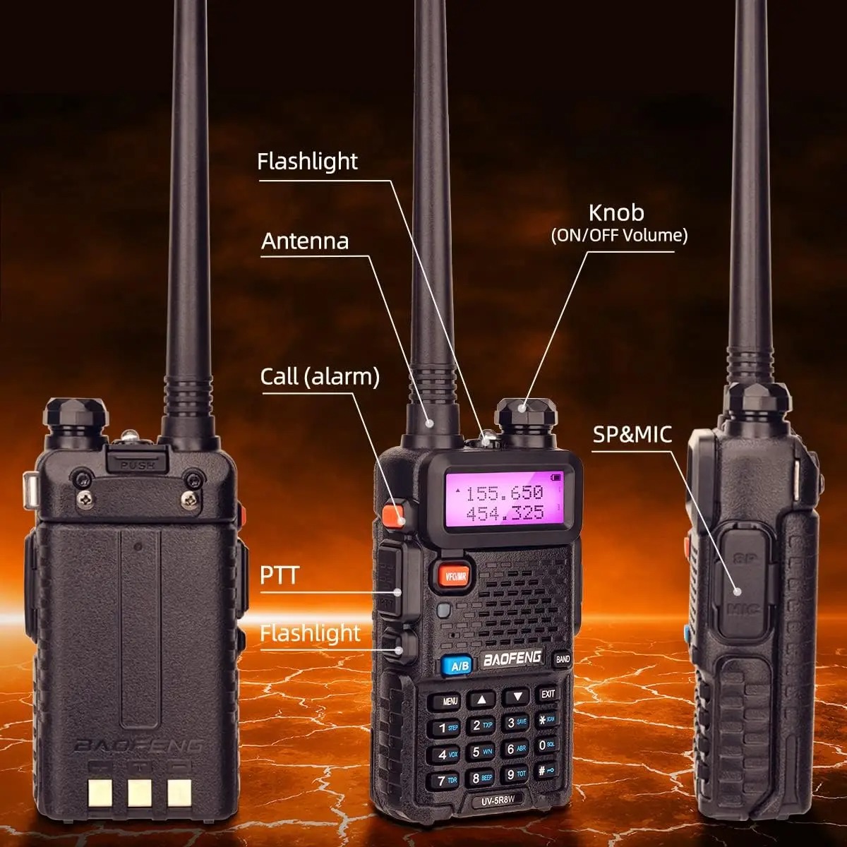 1/2PCS BaoFeng UV-5R 8W Tri-Power Walkie Talkie High Power Dual Band Long Range 128 CH Portable Handheld UV 5R Ham Two Way Radio - Image 5
