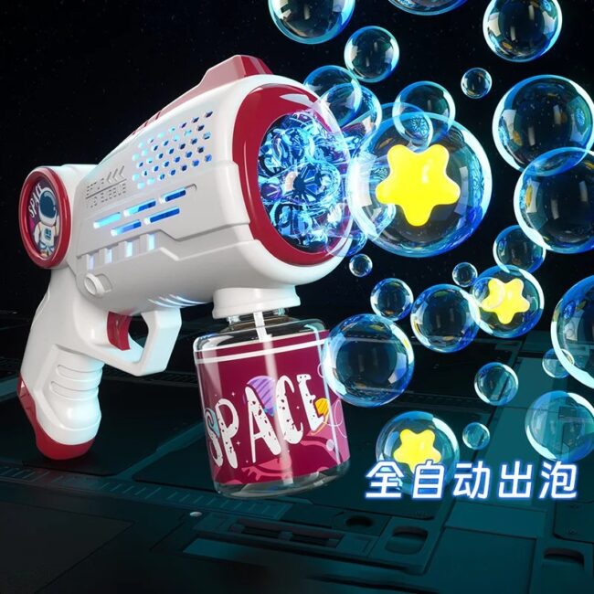 New Porous Astronaut Electric Bubble Gun Kid Toy Bubbles Machine Automatic Soap Blower with Light Summer Outdoor Party Games toy