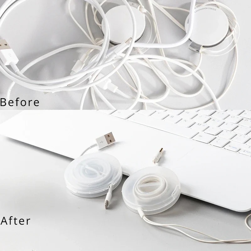 Transparent Phone Cable Organizer Earphone Clip Charger Cord Management Line Storge Holder Box Data Line Bobbin Winder - Image 5