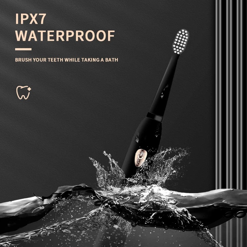 Jianpai Adult Black White Classic Acoustic Electric Toothbrush Adult 5-gear Mode USB Charging IPX7 Waterproof Acoustic Electric - Image 6