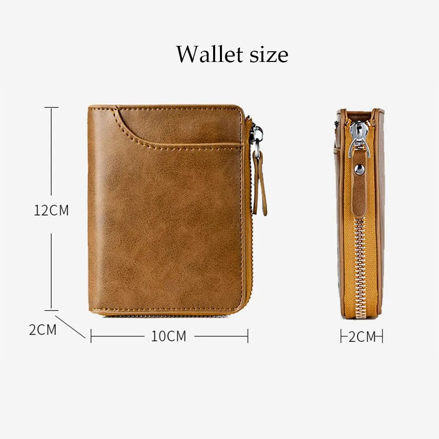 Men's Leather Wallet RFID Card Holder Man Money Bag Purse Zipper Wallet for Men - Image 7