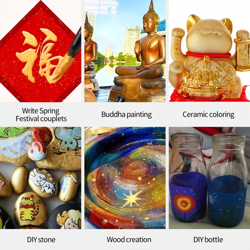 1pcs/300ML/100ML Gold acrylic pigment Metallic Silver pearlescent Bronze Bronze pearlescent acrylic painting pigment xiajiaer - Image 5