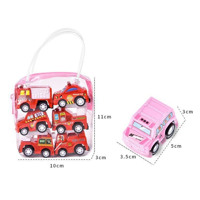 6pcs Car Model Toy Pull Back Car Toys Mobile Vehicle Fire Truck Taxi Model Kid Mini Cars Boy Toys Gift Diecasts Toy for Children - Image 6