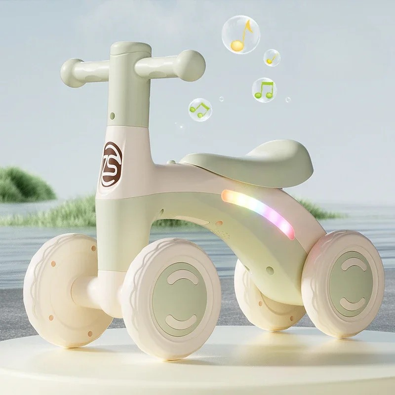 Anti-Tip Baby Balance Bike Ages 1-3 4-Wheel Silent Glider Walker Toy Toddler Training Ride-On with Safety Wheels Indoor Outdoor - Image 4