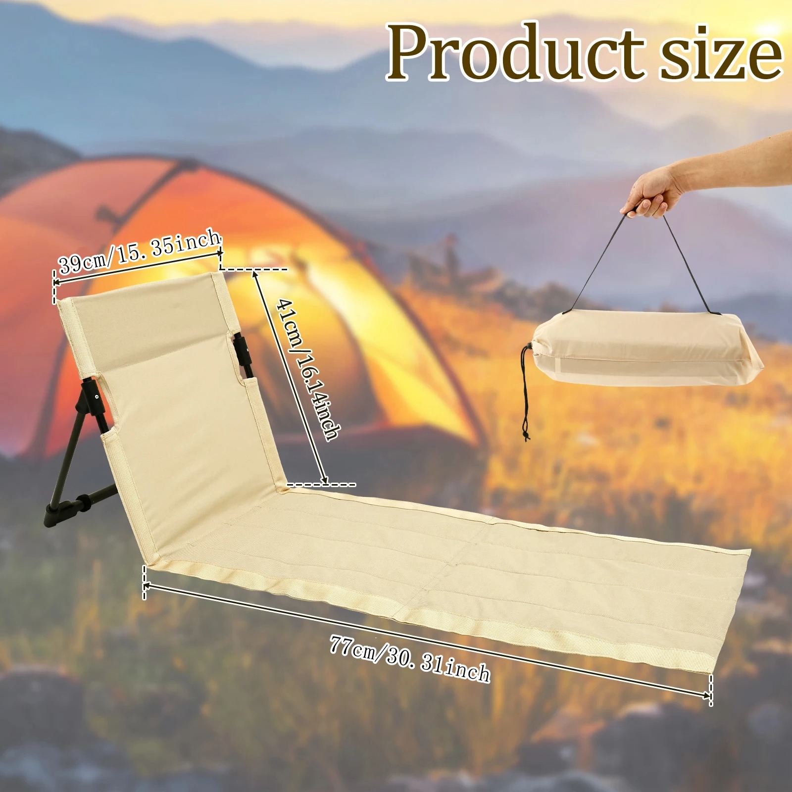 Outdoor Foldable Camping Chair Oxford Cloth Camping Floor Chair Garden Park Single Lazy Chair Backrest Cushion Picnic Back Chair