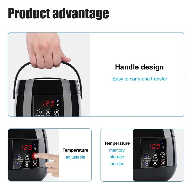 500ml Wax Heater Machine for Hair Removal Wax Melting Warmer Pot with LCD Temperature Display Depilatory Waxing Beans Heater - Image 8