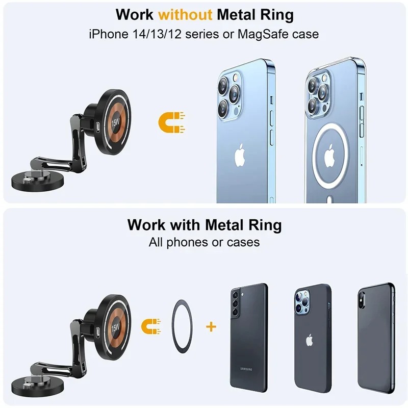 Magnetic Car Wireless Charger Stand Magnet Car Mount Fast Charging Station Phone Holder Bracket For Macsfae iPhone 15 14 13 12 - Image 6