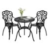 Vintage 3-Piece Outdoor Bistro Set, Cast Aluminum Patio Furniture 1 Table & 2 Chairs Set for 2 Persons Garden Porch & Backyard