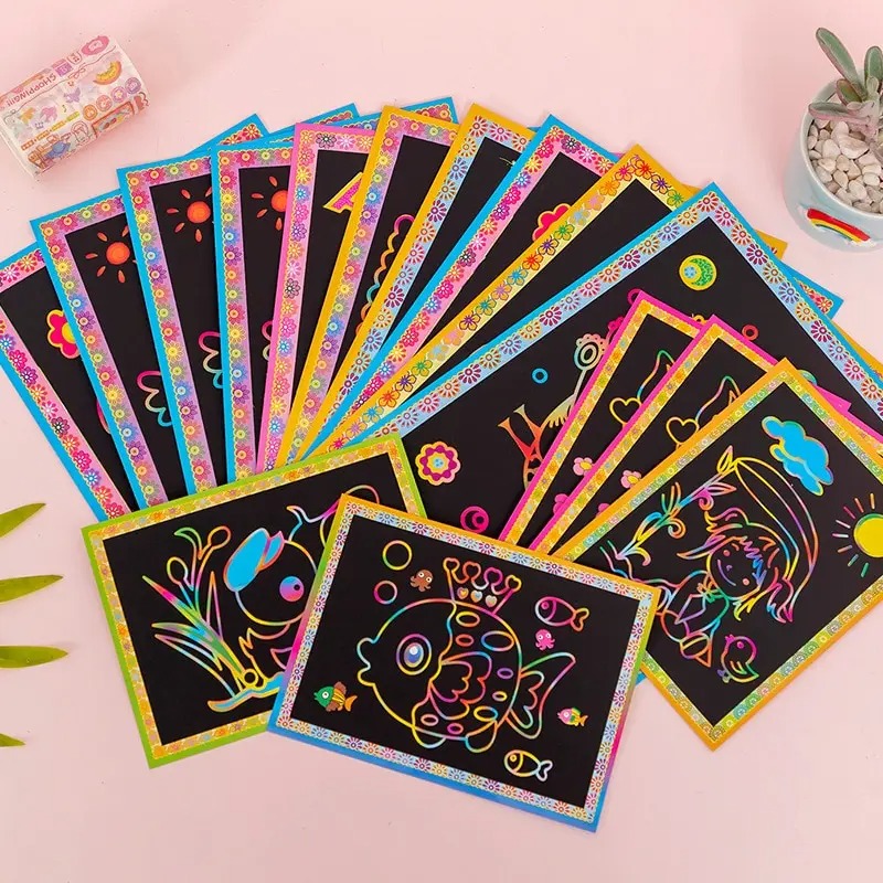 10pcs Magic Scratch Art Painting Cards for Kids Doodle Toys for Boys Girls Early Educational Learning Drawing Toys for Children - Image 6