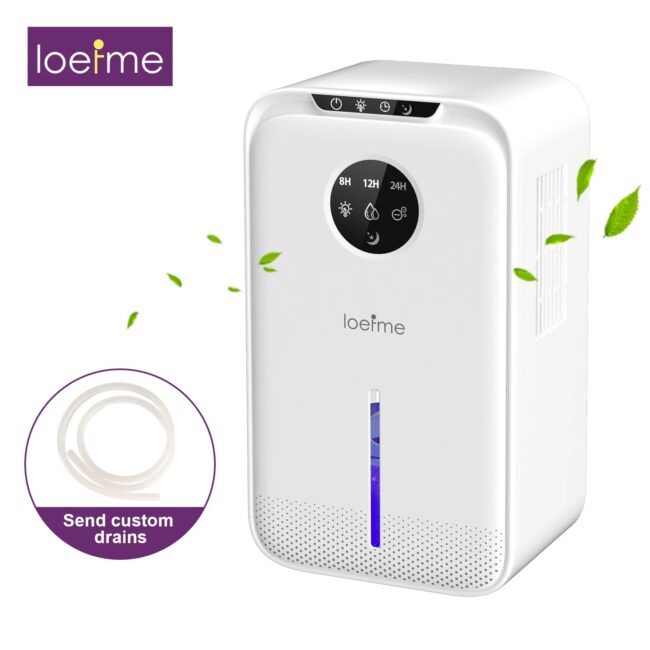 Loefme 2.5L Large Dehumidifier Portable Quiet Home Air Dryer for Mould Moisture Damp++ Large Water Tank LED Display