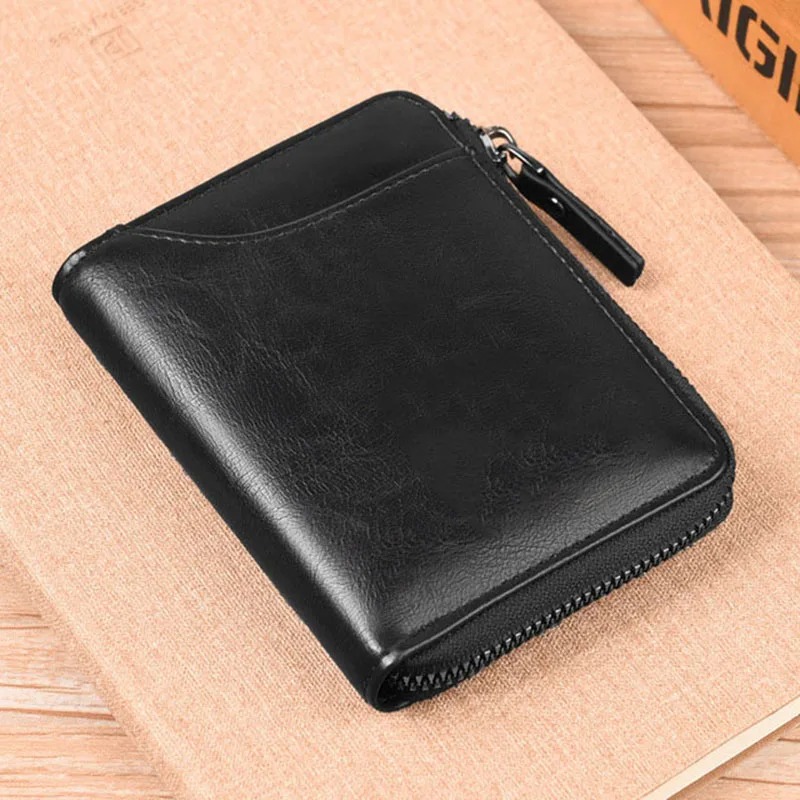 Men's Leather Wallet RFID Card Holder Man Money Bag Purse Zipper Wallet for Men - Image 8