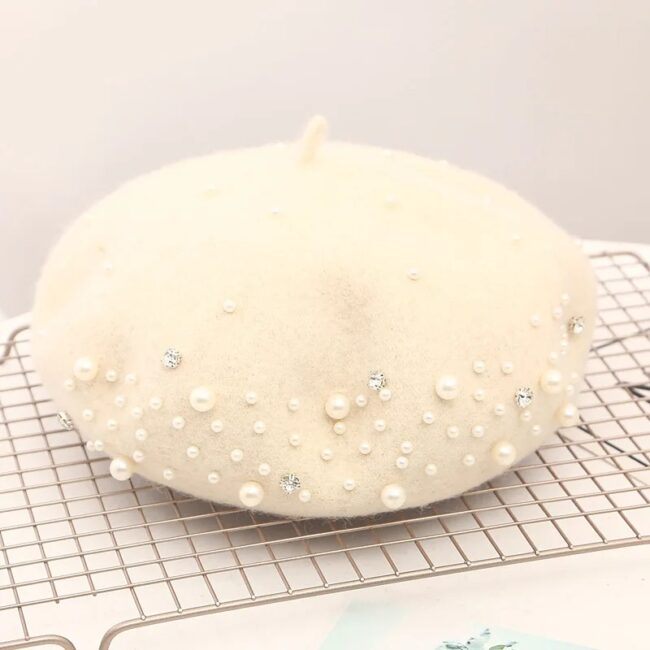 Woolen pearl beret woman Autumn-winter Korean all-matching Japanese painter hat British retro pumpkin hat woman - Image 9