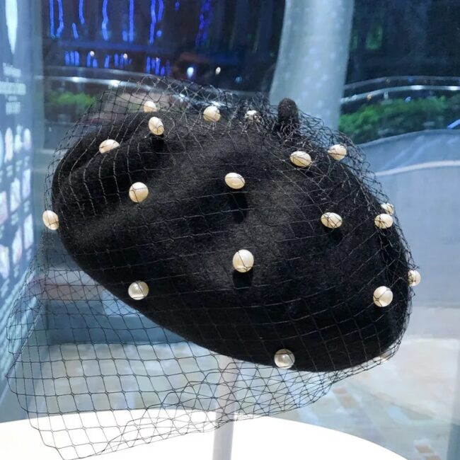 Fashion Women Mesh Beret Cap Beanie Beanie Hat Casual Prom Stage Elegant Retro - Image 9