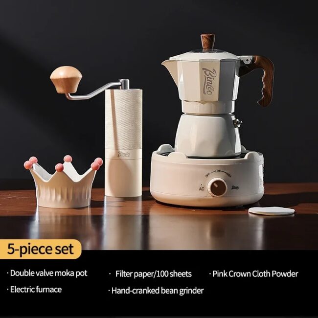 Bincoo Dual Valve Moka Pot Espresso Machine Extraction Coffee Mocha Pot，Electric Heating Furnace Italian Home Barista Tool 220V