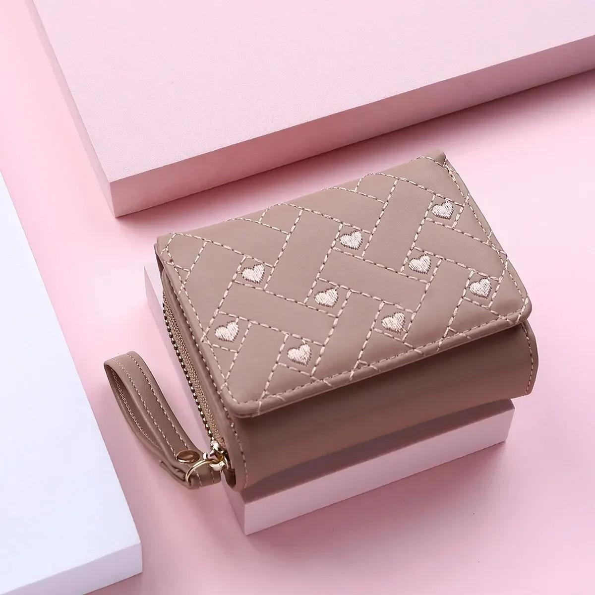 Women's Short Embroidered Love Zero Wallet Zipper Buckle Large Capacity Card Bag Versatile Fashion Simple - Image 10