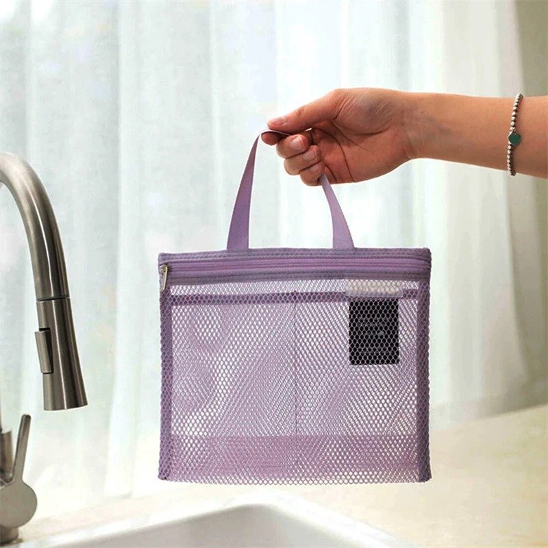 Mesh Makeup Toiletry Storage Bags Handbags Portable Travel Washing Body Shower Tools Organizer Hanging Cosmetic Organizer Pouch - Image 9