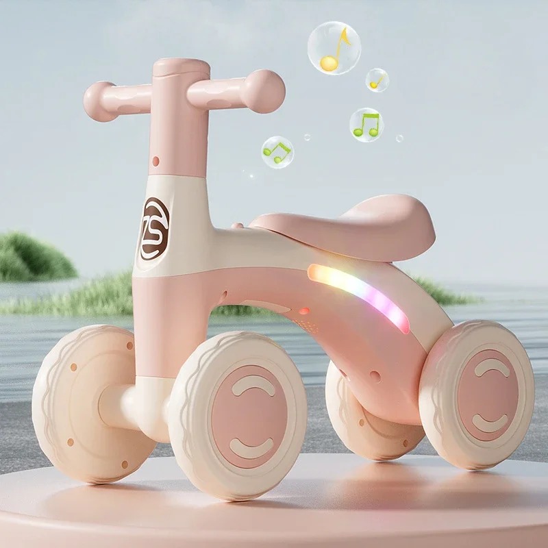 Anti-Tip Baby Balance Bike Ages 1-3 4-Wheel Silent Glider Walker Toy Toddler Training Ride-On with Safety Wheels Indoor Outdoor - Image 7