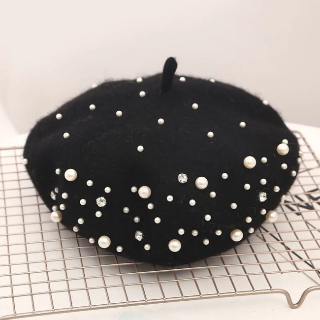 Woolen pearl beret woman Autumn-winter Korean all-matching Japanese painter hat British retro pumpkin hat woman - Image 10