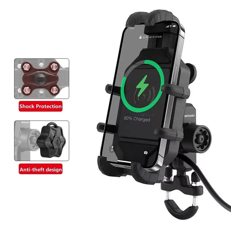 Motorcycle Wireless Charging Phone Holder Cradle 3.0 Quick Charger GPS Moto Support Cellphone Handlebar Mount for 4-7 inch Phone For Bike, Motorcycle - Image 8