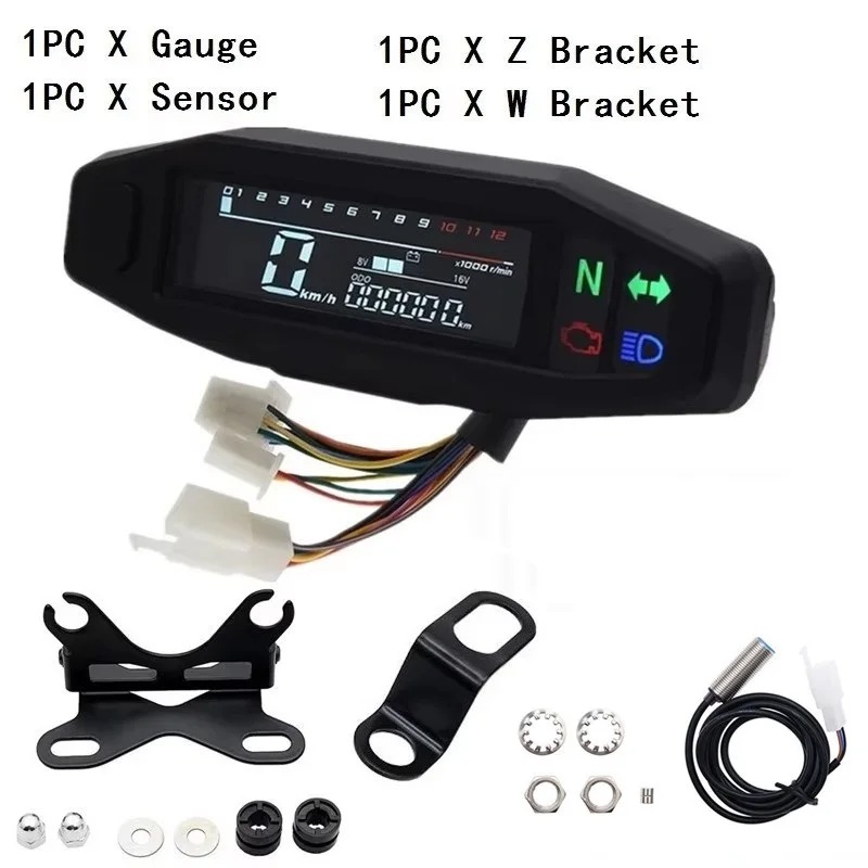 Universal Digital Motorcycle Speedometer Oil Gauge Tachometer Meters Instrument Cluster Turn Signal Light Indicator - Image 2
