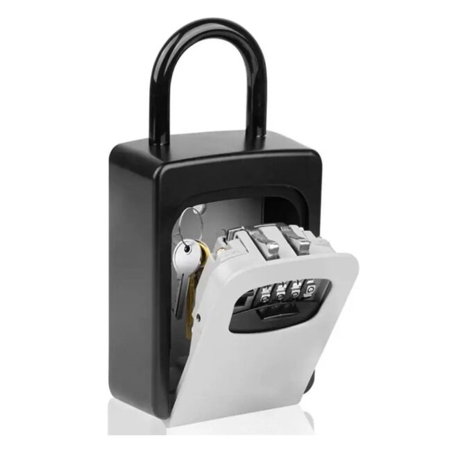 Wall Mounted Key Safe 4-digit Password Key Secure Storage Lock Manager Hold Up to 5 Keys Lock Box Wall Mounted Key Storage Box