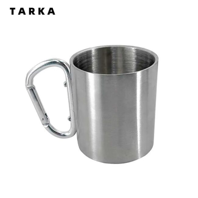 TARKA Camping Water Cup With Button 220/300ml One Person Stainless Steel Water Cup Mountaineering Camping Picnic Tableware