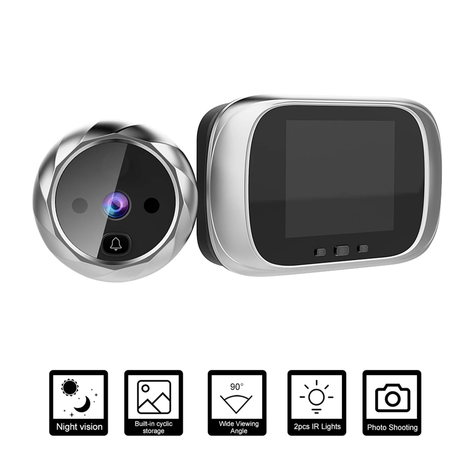 Digital Door Viewer Peephole Door Camera Doorbell 2.8-inch Night Vision Photo Shooting Digital Door Monitoring for Home Security - Image 2