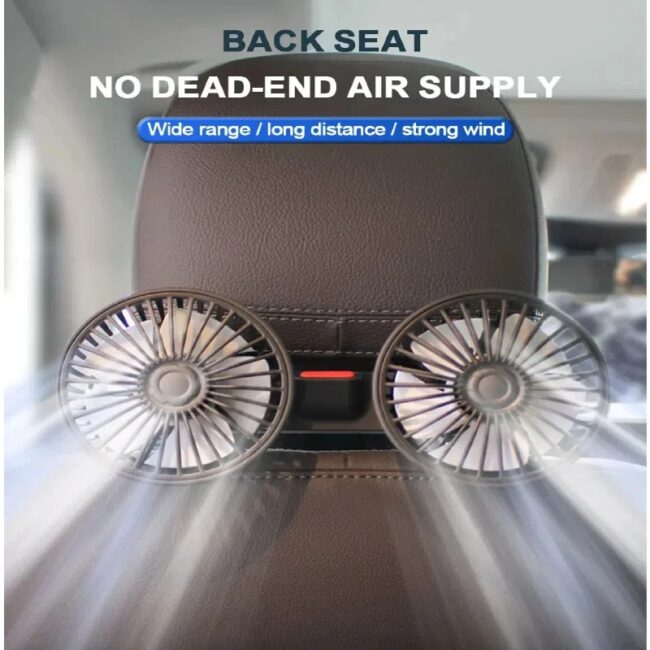 3-speed Car Seat Back Cooling Fan USB Charge Dual Head Fan 360 Degree Rotation Neck Cooler for Summer Car Accessories