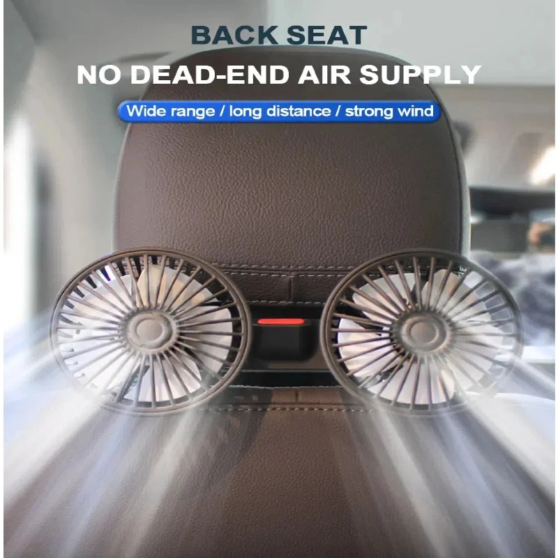 3-speed Car Seat Back Cooling Fan USB Charge Dual Head Fan 360 Degree Rotation Neck Cooler for Summer Car Accessories