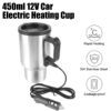 12V 450ml Electric Heating Car Kettle Water Coffee Milk Thermal Mug Camping Travel Kettle Stainless Steel Vehicle Heating Cup