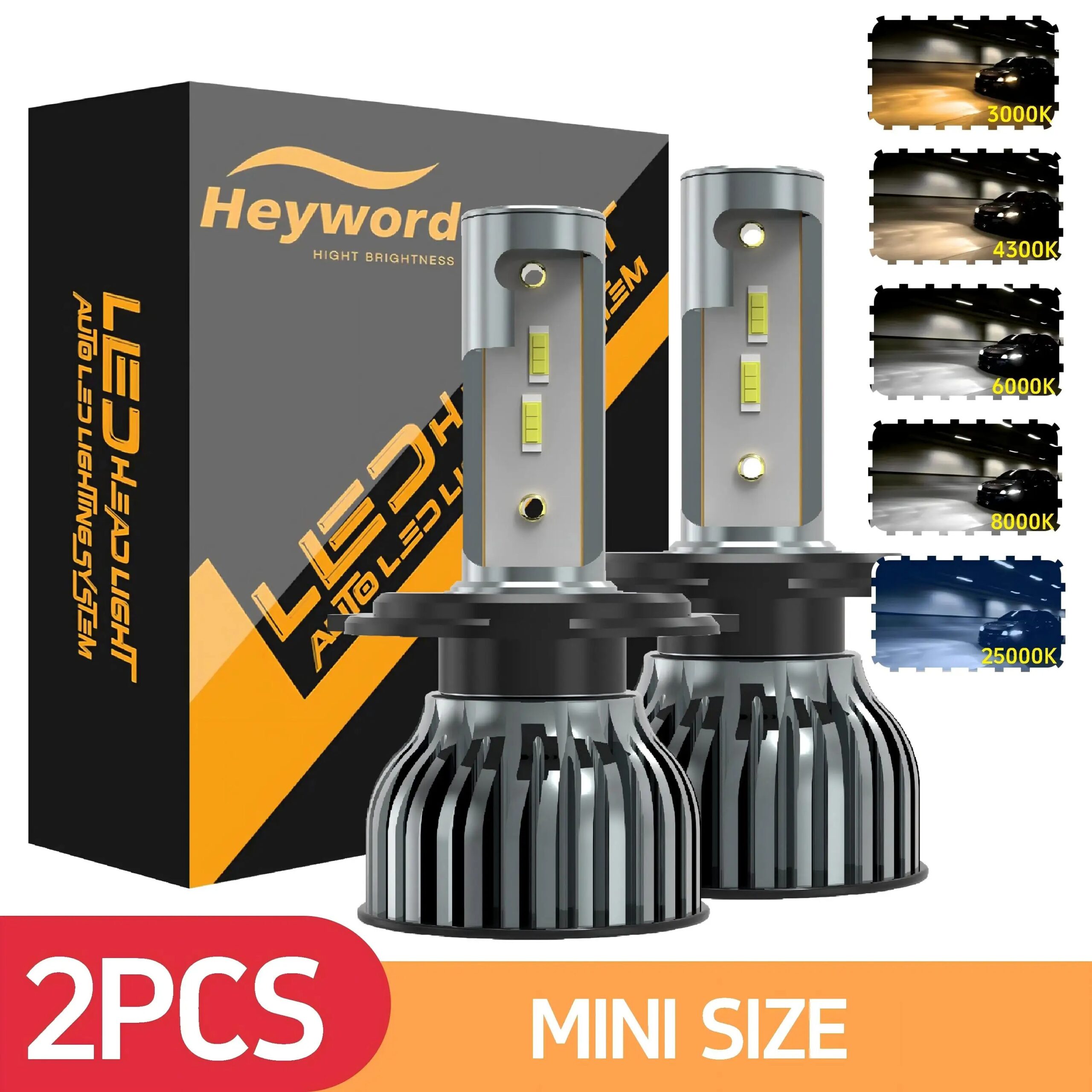 Heyword 22000lm 160W 1860 CSP chip 3000k/4300k/6000k/8000k Car LED Headlight h4 h7 h1 LED headlights 9005 H7 h9 h11 led light