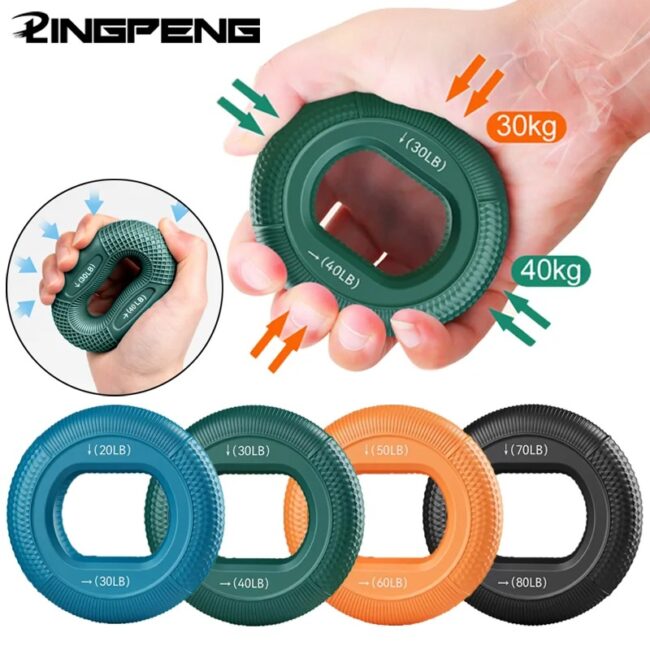 Silicone Hand Grip Strengthener 20-80LB Gripping Ring Finger Trainer Carpal Expander Muscle Finger Stretcher Relieve Wrist Pain