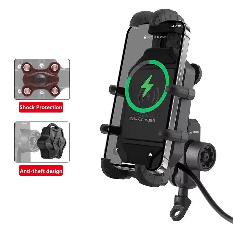 Motorcycle Wireless Charging Phone Holder Cradle 3.0 Quick Charger GPS Moto Support Cellphone Handlebar Mount for 4-7 inch Phone For Bike, Motorcycle - Image 7