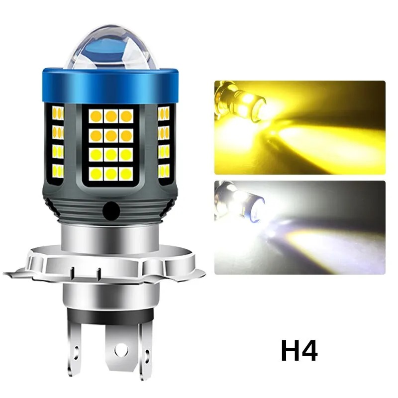 H4 H6 BA20D LED Motorcycle Light Bulb LED Fisheye Lens Dual Color White Yellow CSP Chip Motorbike Headlight Scooter Fog Lamp - Image 9