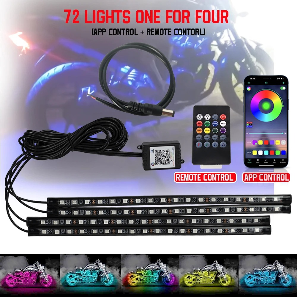 Led Motorcycle Atmosphere Light Decorative Ambient Light Strip Neon Lamp Flexible RGB APP 12V For Harley Yamaha Kawasaki Suzuki - Image 11