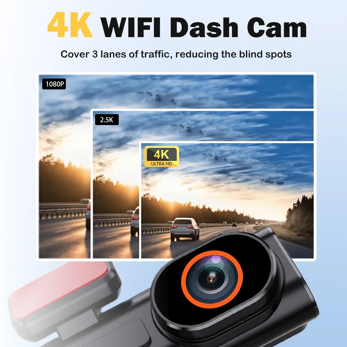 Ultra HD 4K Car Front Dash Cam Mini WIFI DVR Black Box Room With 24H Parking Monitor Night Vision,GPS/Rear View Camera Optional - Image 3