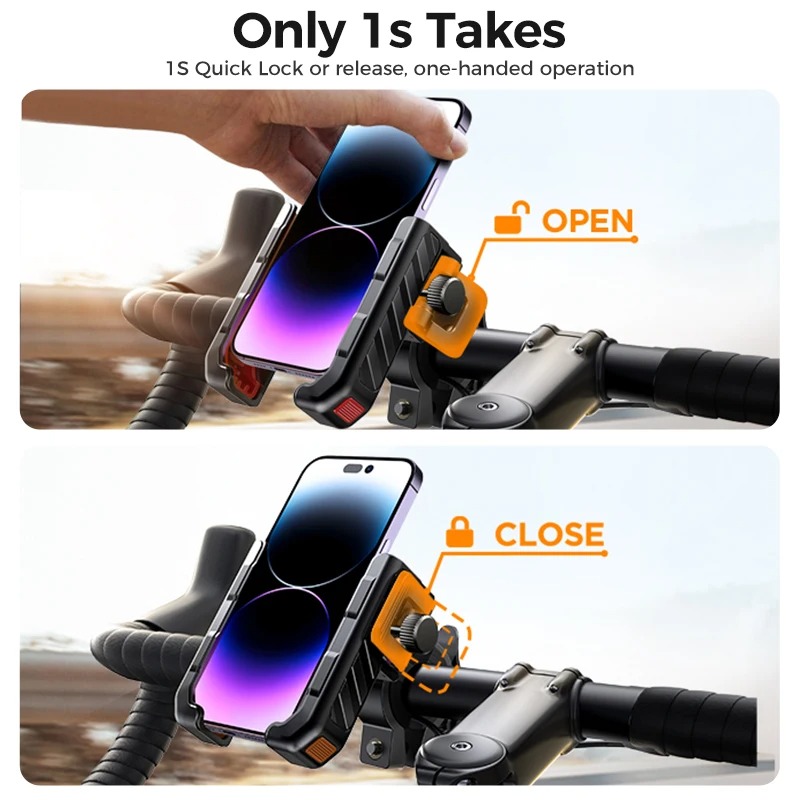 Joyroom Universal Motorcycle Phone Holder Half Enclosure Design Bike Bicycle Phone Mount Quick Lock For iPhone 4.7"-7" Phones - Image 2