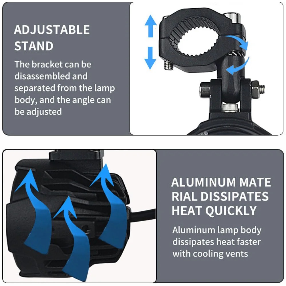 Pair 100W Motorcycle Headlight Fog Lights Led Auxiliary Driving Light Spotlight Headlamp Dual Color flasher farol Moto Fog Lamp. - Image 5