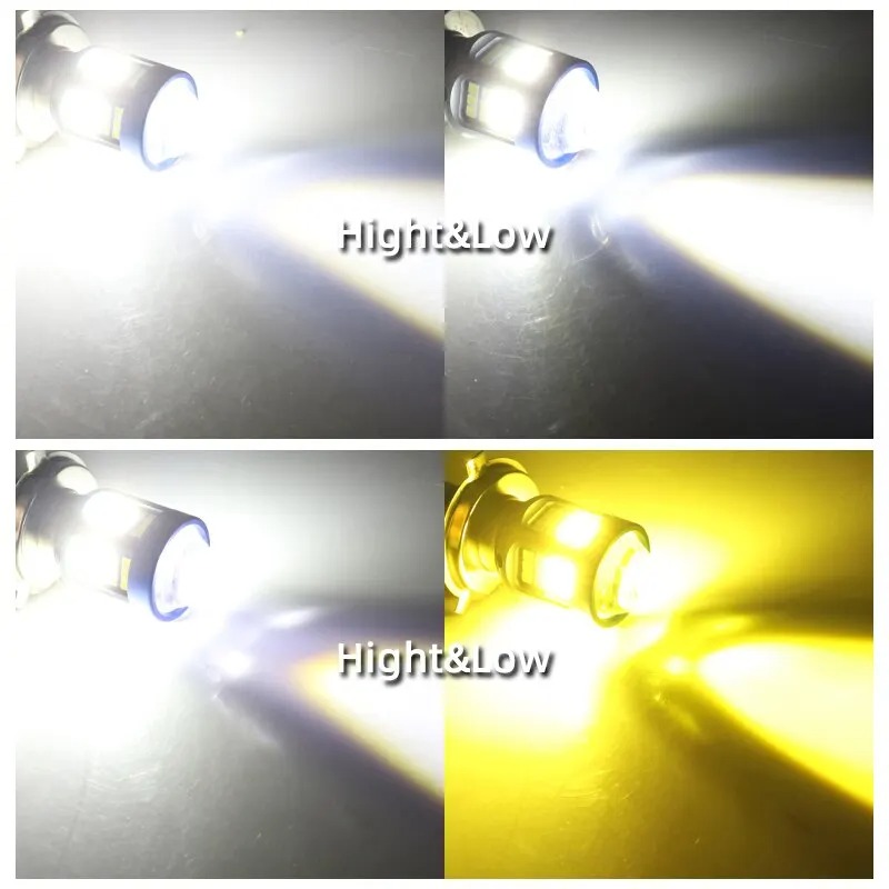 H4 H6 BA20D LED Motorcycle Light Bulb LED Fisheye Lens Dual Color White Yellow CSP Chip Motorbike Headlight Scooter Fog Lamp - Image 5