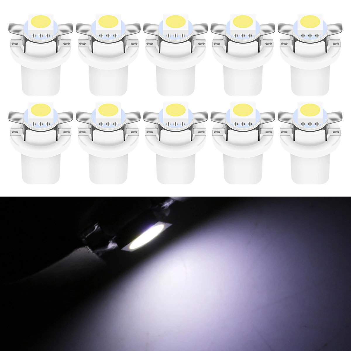 10Pcs B8.5D 509T B8.5 5050 Led Auto Car LED Dashboard Bulbs Instrument Panel Wedge Indicator Lights Cluster Gauges Lamp 12VDC - Image 6