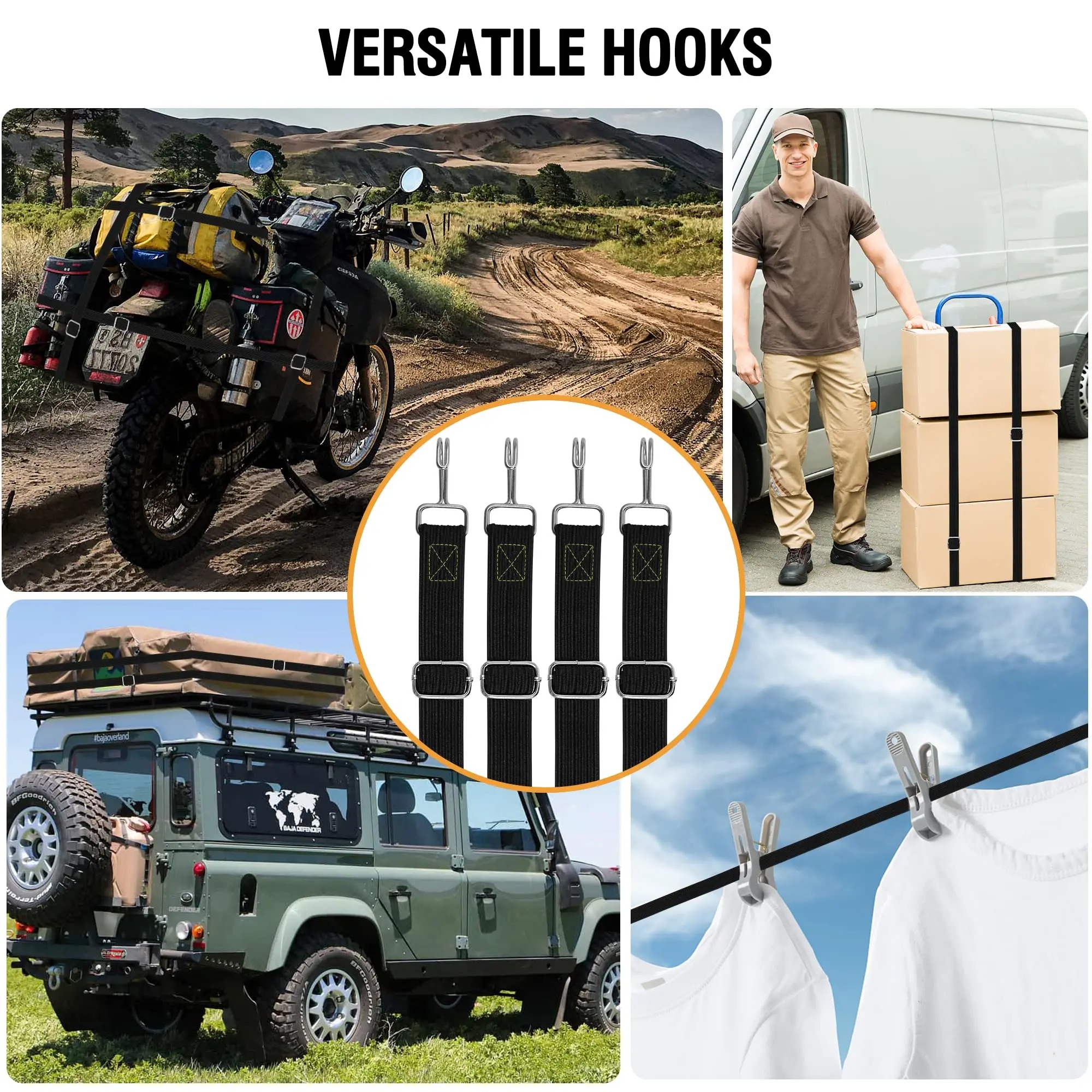 Motorcycle Elastics Rubber Luggage Rope Cord Hooks Bikes Rope Tie Auto Luggage Roof Rack Strap Fixed Band Hook Car Accessories - Image 5