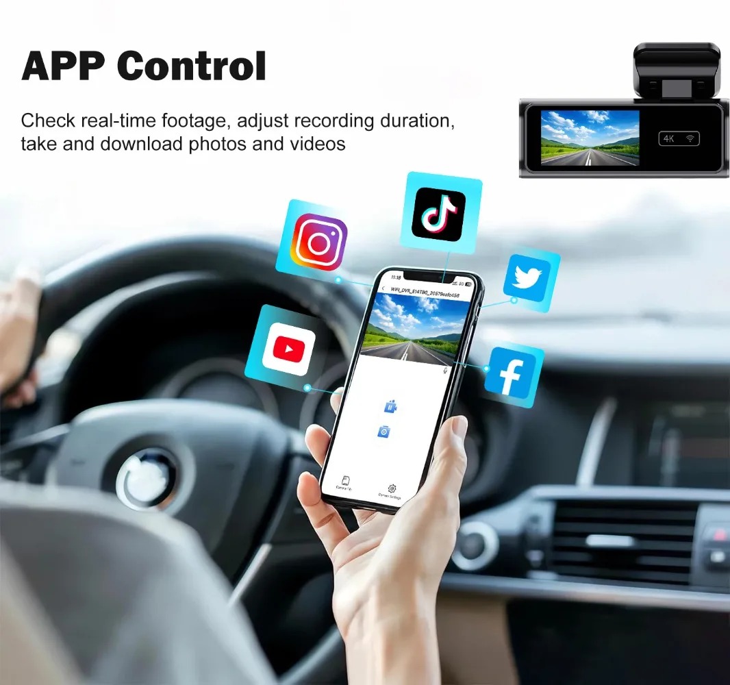 Ultra HD 4K Car Front Dash Cam Mini WIFI DVR Black Box Room With 24H Parking Monitor Night Vision,GPS/Rear View Camera Optional - Image 6