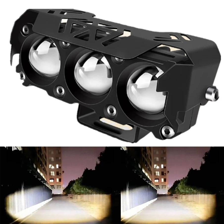 Motorcycle LED Spot Light Dual Color Hi/Low Beam Fog Lamps for Car Trucks SUV UTV 12V 24VMini Lens Headlight Driving Light - Image 7