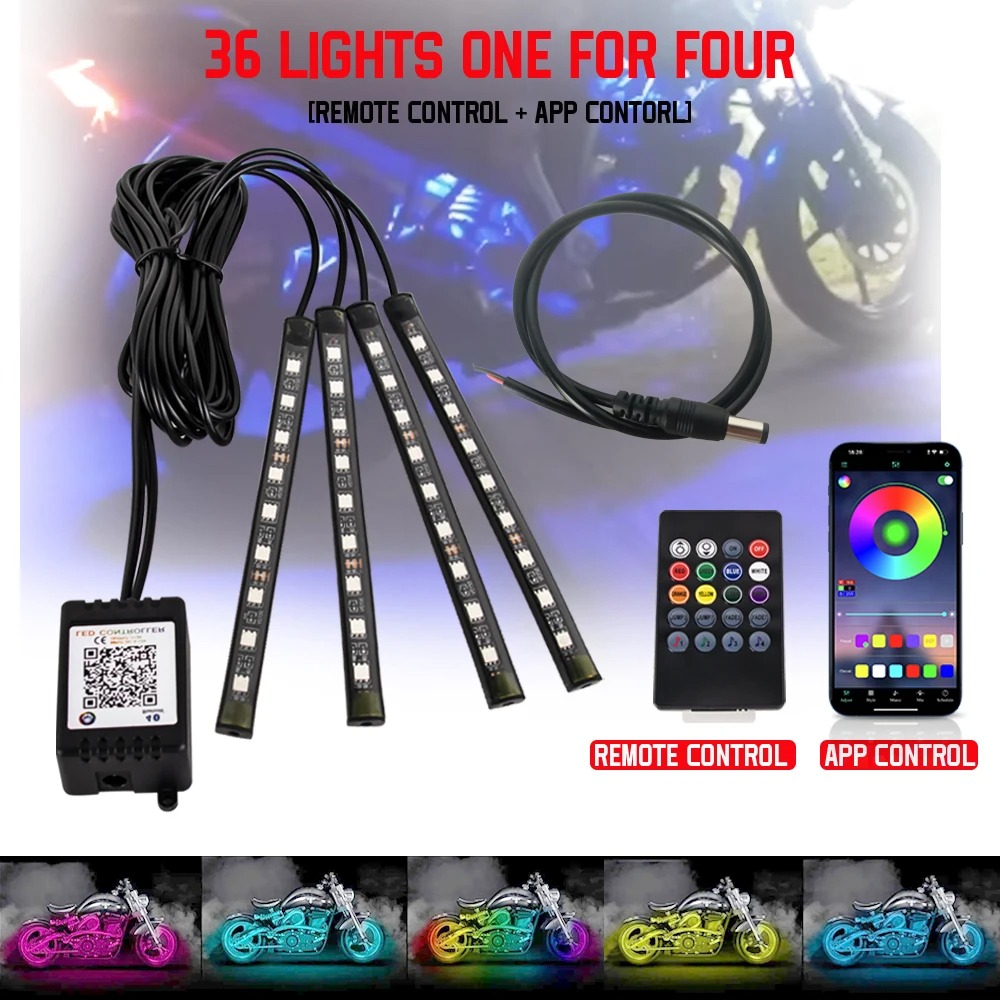 Led Motorcycle Atmosphere Light Decorative Ambient Light Strip Neon Lamp Flexible RGB APP 12V For Harley Yamaha Kawasaki Suzuki - Image 7