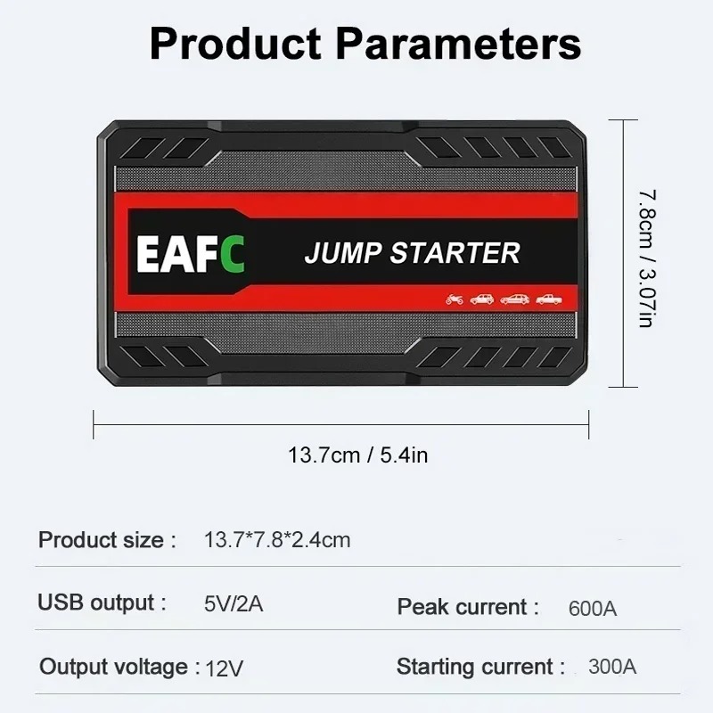 Car Jump Starter Battery Power Bank 600A Portable Emergency Starter Booster 12V Auto Starting Device for Petrol Vehicle Start - Image 6