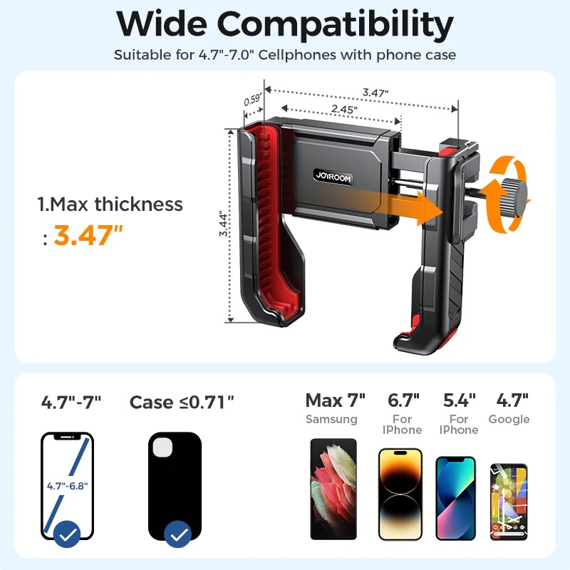 Joyroom Universal Motorcycle Phone Holder Half Enclosure Design Bike Bicycle Phone Mount Quick Lock For iPhone 4.7"-7" Phones - Image 5